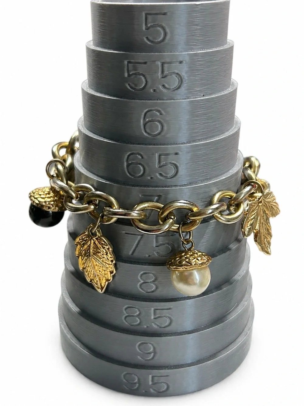 Vintage Gold-Tone Acorn & Leaf Charm Bracelet (c. 1955–1965)